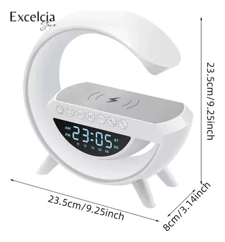Lampara Led Inteligente Cargador Inalámbrico, Reloj, Parlante