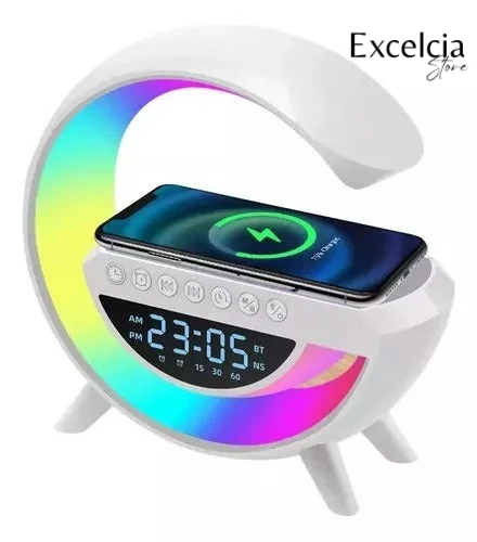 Lampara Led Inteligente Cargador Inalámbrico, Reloj, Parlante