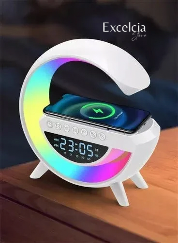Lampara Led Inteligente Cargador Inalámbrico, Reloj, Parlante